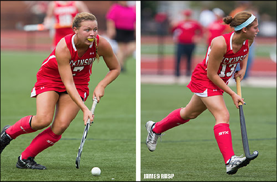 Kendal Packo ’17 (left) assisted Catherine Perlmutter ’17 (right) twice in the 3-2 win over McDaniel. Packo leads the team in assists (4), Perlmutter in goals (7).