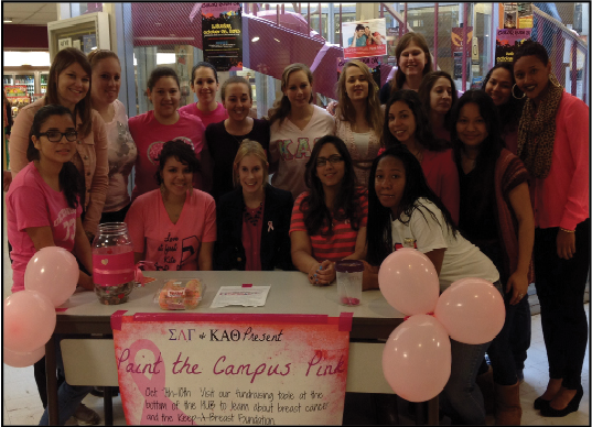 Kappa Alpha Theta and Sigma Lambda Gamma come together to raise money for breast cancer!