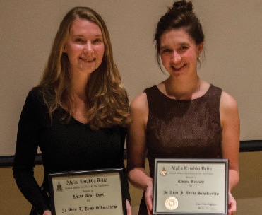 Laura Hart ’15 and Caryn Sennett ’15 received their scholarships at an ALD event on Oct. 2, 2013. 