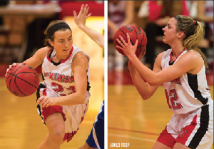 Kelsey Walsh ’17 (left) and Mary Martin ’17 (right), both guards, are two of the four first-years that Head Coach Dina Henry  is starting for the 1-5 Red Devils. 