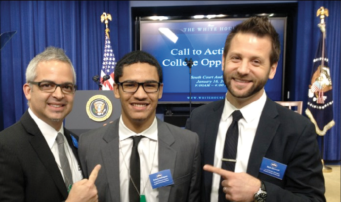 In a photo published on the Dickinson College website provided by Brett Kimmel, principal of Washington Heights Expeditionary Learning School, Estiven Rodriguez ’18, attended President Obama’s speech on Jan 16.
