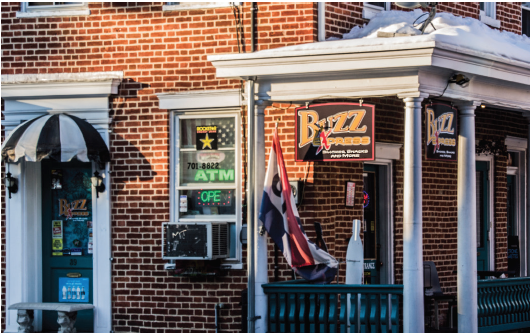 The exterior of Pomfret’s Buzz Express
convenience store.