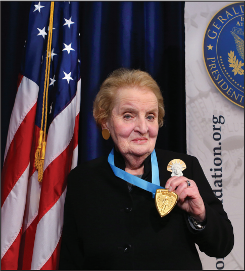 Former Secretary of State Madeline Albright, above receiving an award, will serve as the commencement speaker for the 2014 graduating class.