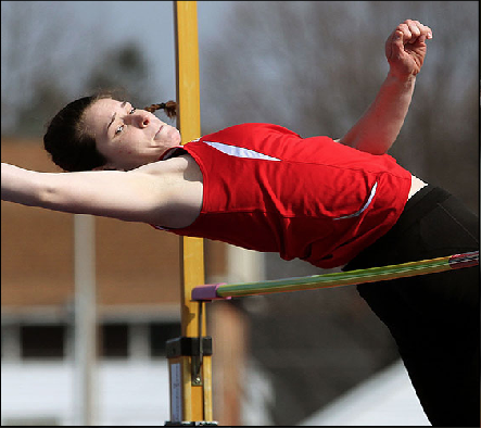 Sophomore Rikka Olson tied the meet record in the Pole Vault for the victorious Red Devils.