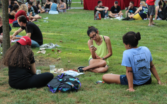 Students have complained about the lack of red Adirondack chairs on the Academic Quad, pictured above on Charter Day on Sept. 10.
