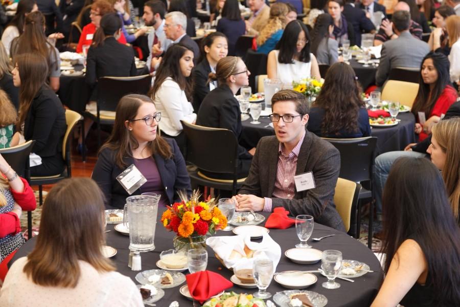 Alumni Council members dined with students at the Dickinson Career Conference on Oct. 10, 2015.