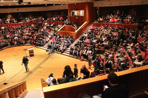 Audience members arrive at ATS for the Nov. 19 dialogue.