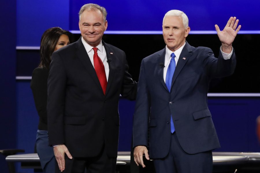 Vice presidential candidates Tim Kaine (left) and Mike Pence (right) at the debate on Oct. 4.