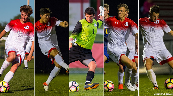 The Red Devils men’s soccer team had five players earn spots on the All-Centennial Conference Team.  