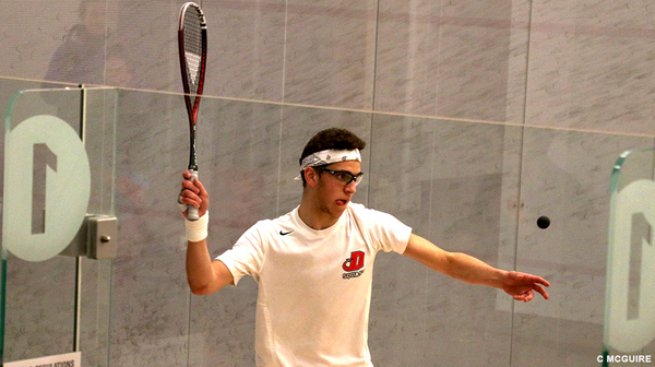 Led by Abdelrahman Elsergany ’19, above, Dickinson men’s squash team won twice this weekend.