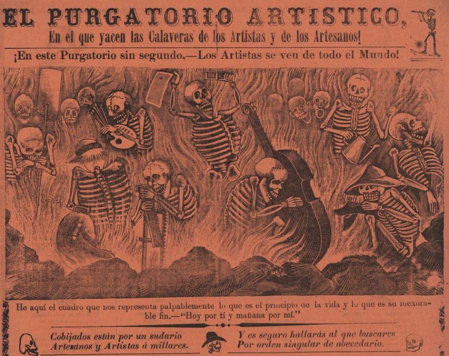 Satirical+work+of+Mexican+artist+Posada+using+his+most+well-known+image%2C+the+calaveras.+