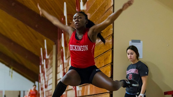 Imani Beard ’17 during the Dickinson women’s track team annual DuCharme Invitational event.