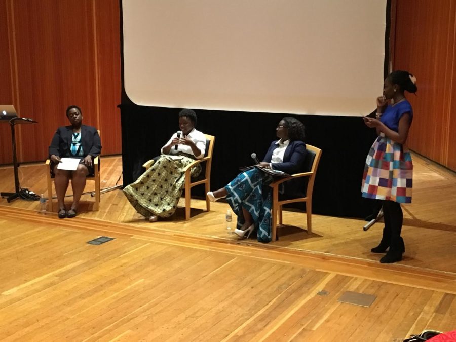 The three immigrant women all came from Liberia. From left to right: Minikon, Lee, Jallah, Ogunsola.