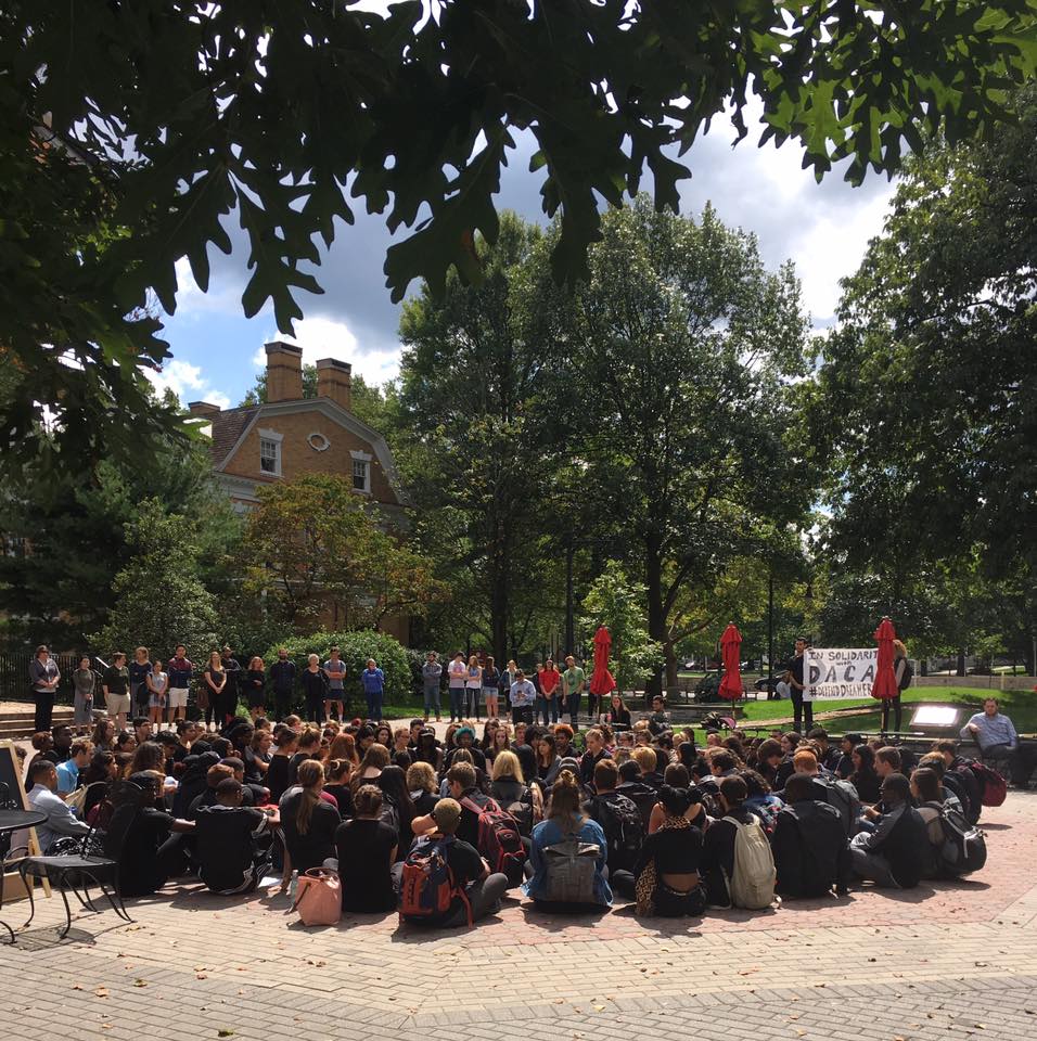 Hundreds of students joined on Thursday to protest the rescinding of the DACA program.