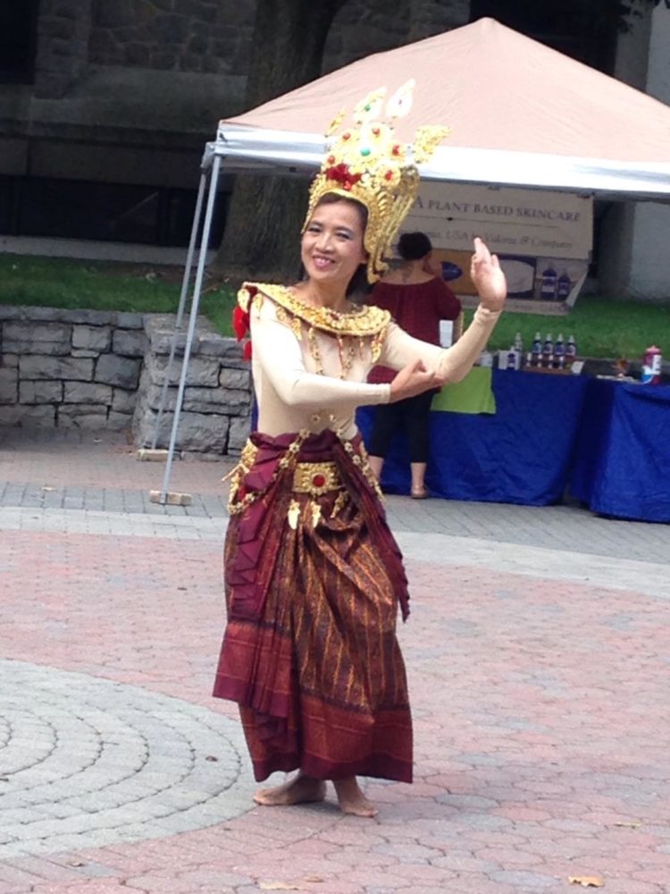 A dancer on Britton Plaza during the Loving Kindness Festival last weekend.