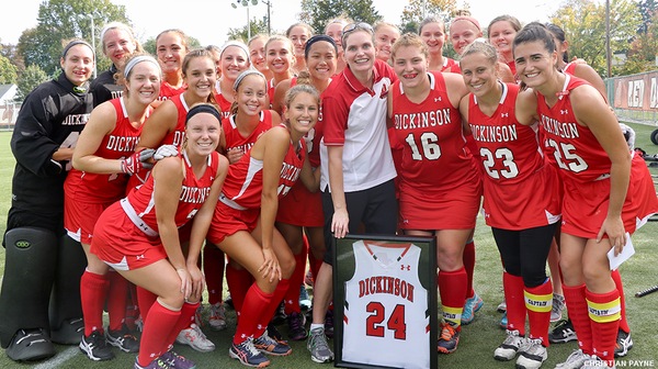 The Dickinson field hockey team played their heats out on Saturday but still lost their homecoming matchup against Washington College, 3-2.