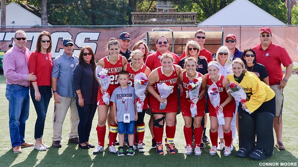 The Dickinson field hockey team won a 3-2 victory over Juanita last Wednesday but lost to Haverford, 3-2, on Senior Day on Saturday.