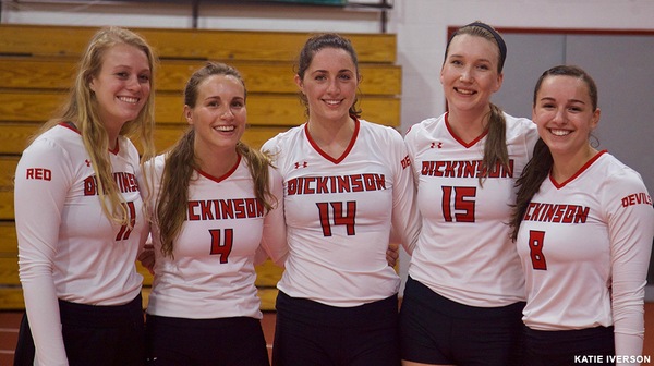 The Dickinson volleyball team suffered a pair of hard-fought defeats to Centennial Conference rivals.