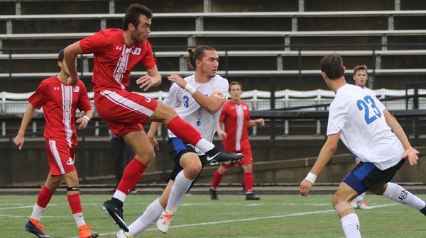 The Dickinson mens soccer team won a huge victory over nationally-ranked Johns Hopkins on Friday night, November 3.