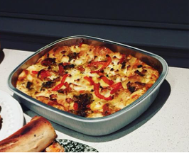 Food for Thought: Bell Pepper and Goat Cheese Strata