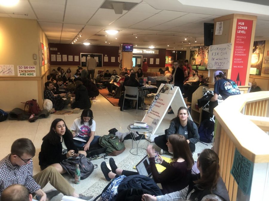 “This is Not About Me. This is About Us” Students Occupy HUB to Demand Title IX Reform