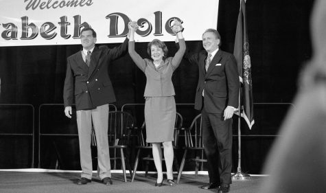 Pennsylvania Governor Tom Ridge (R-PA) and Senator Arlen Specter (R-PA) introduced Elizabeth Dole during her rally on a recent visit to campus.
