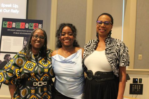 Left to right: Professor Lynn Johnson, Celeste Hopson ‘24, and Yvette Davis. Courtesy of Walker Kmetz ’25